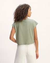 The Muscle Cropped Tee in Essential Cotton | Sage Green