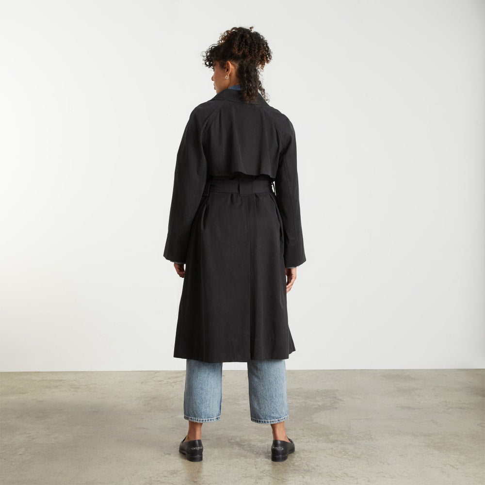 The Gathered Drape Trench | Black