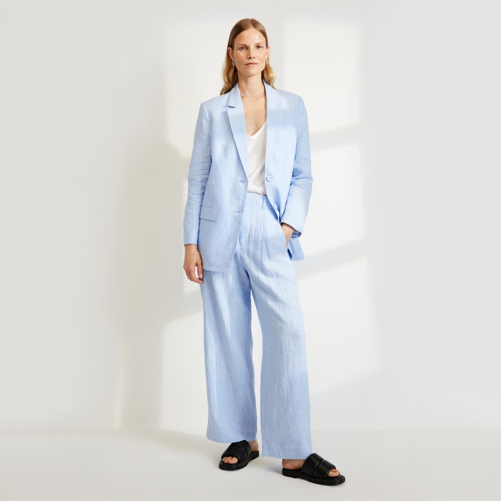 The Linen Way-High® Drape Pant  | Light Blue