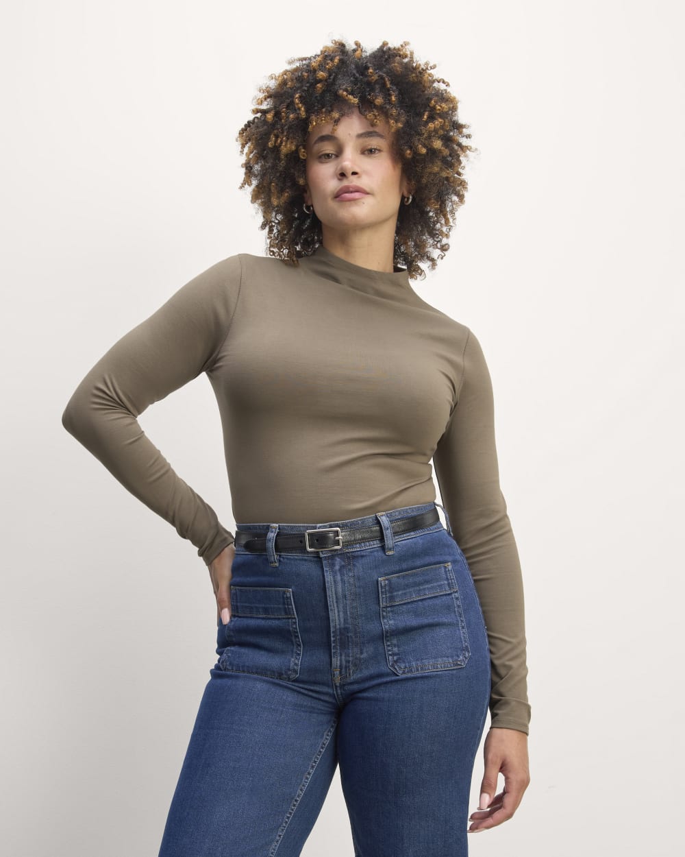 The Form Funnel-Neck Tee | Taupe