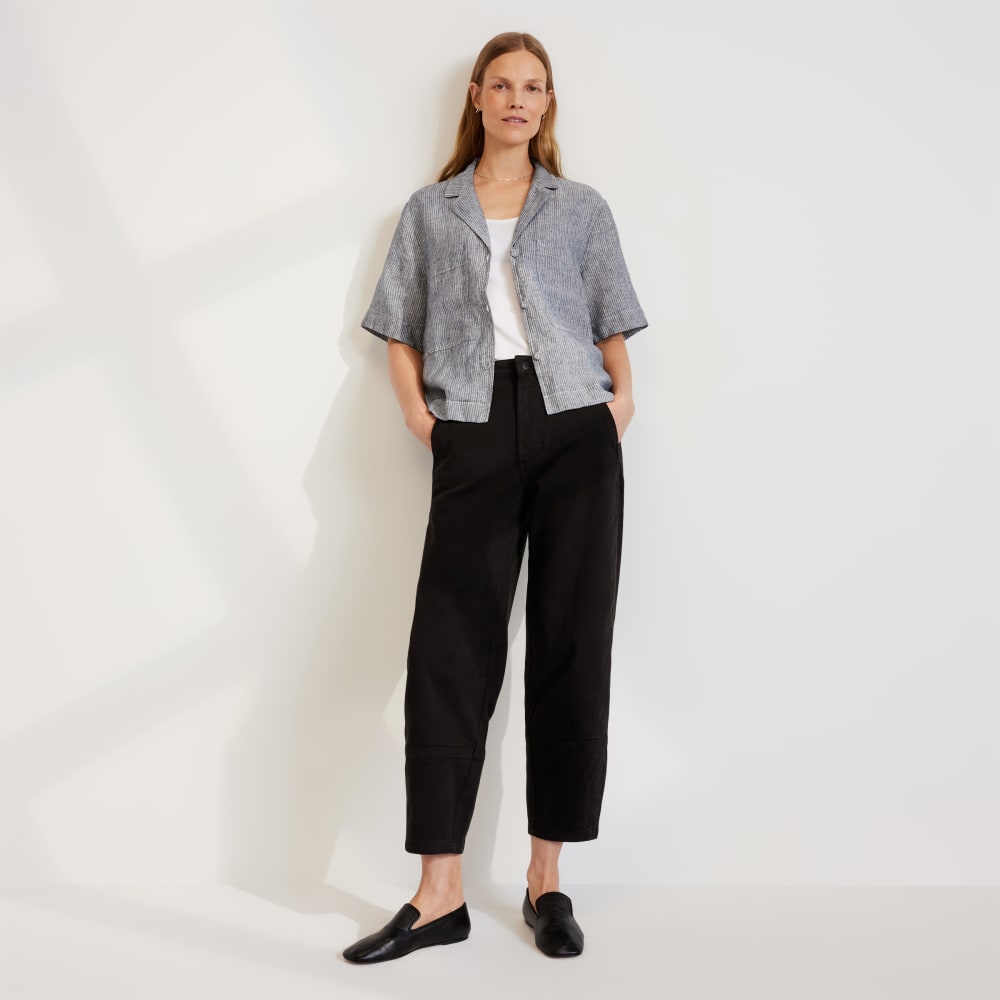 The Linen Workwear Shirt | Canvas Tan / Navy