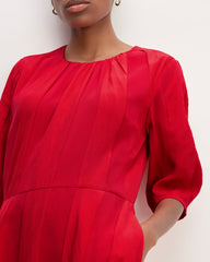 The City Stripe Ruched Dress | Haute Red