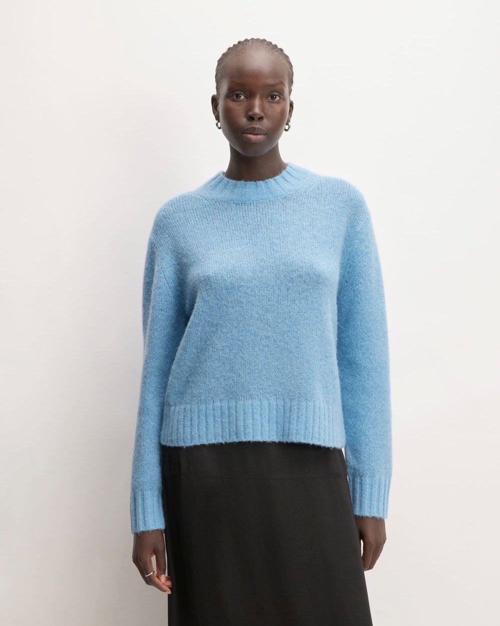 The Alpaca Cropped Crewneck Sweater | Heritage Blue