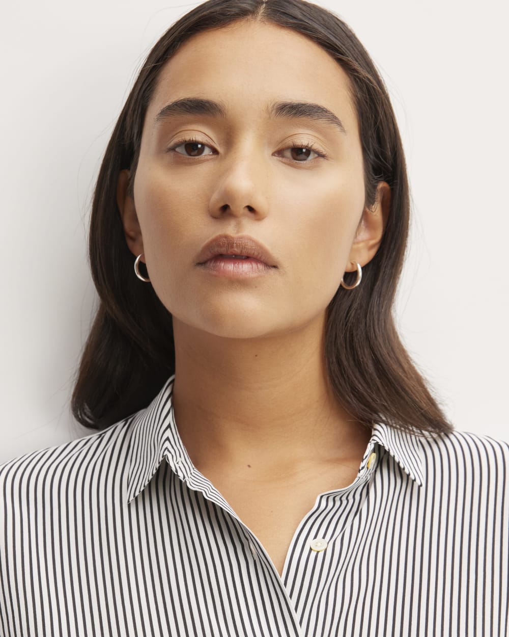 The Boxy Shirt in Washable Silk | Black / White