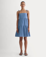 The Gauze Mini Tiered Dress | Soft Cobalt