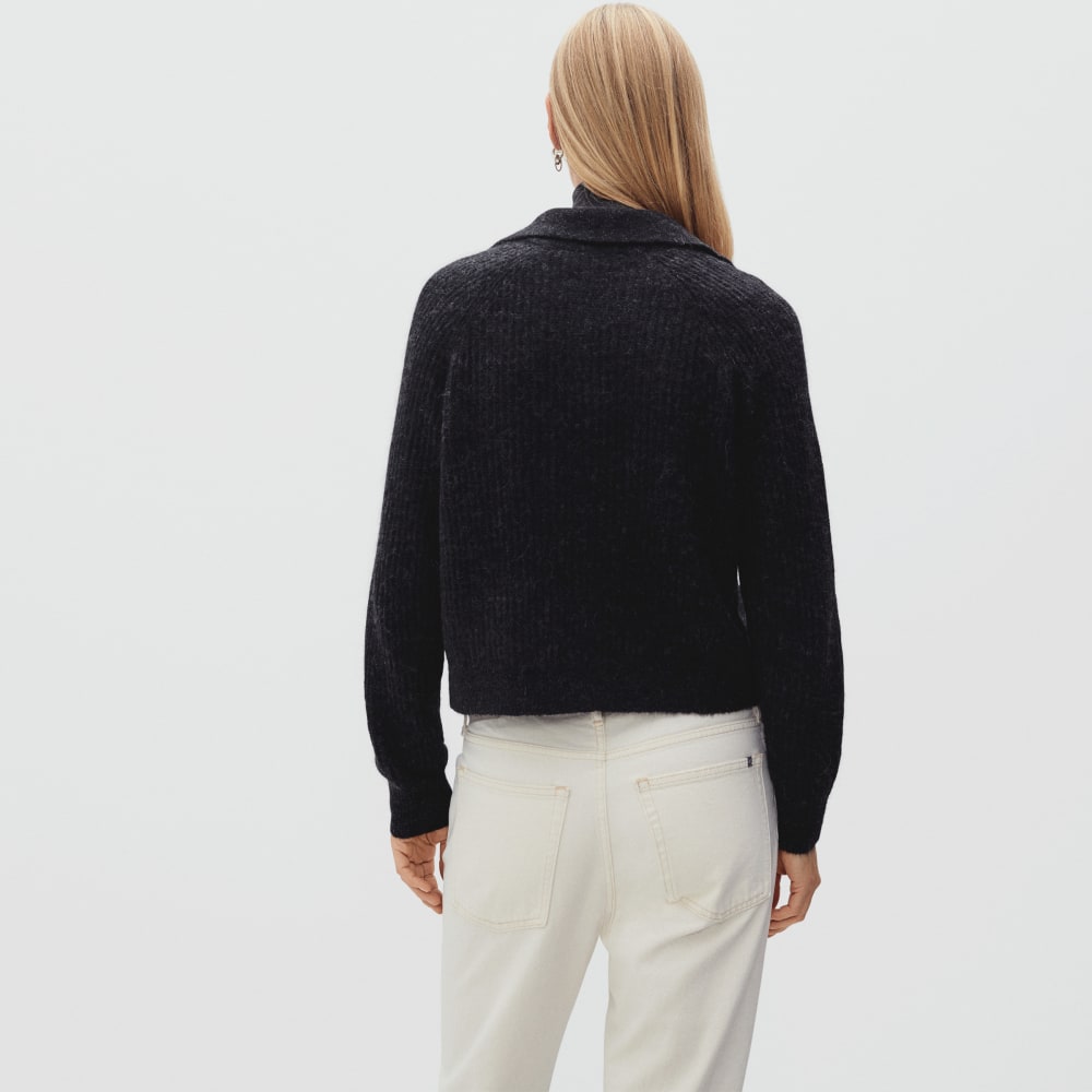 The Alpaca Collared Cardigan | Heathered Black
