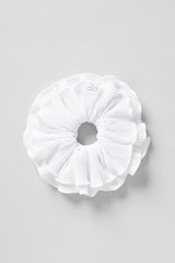 Micro Plisse Oversize Scrunchie - White