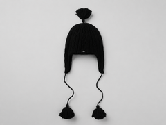Cable Knit Winter Bliss Earflap Beanie - Black
