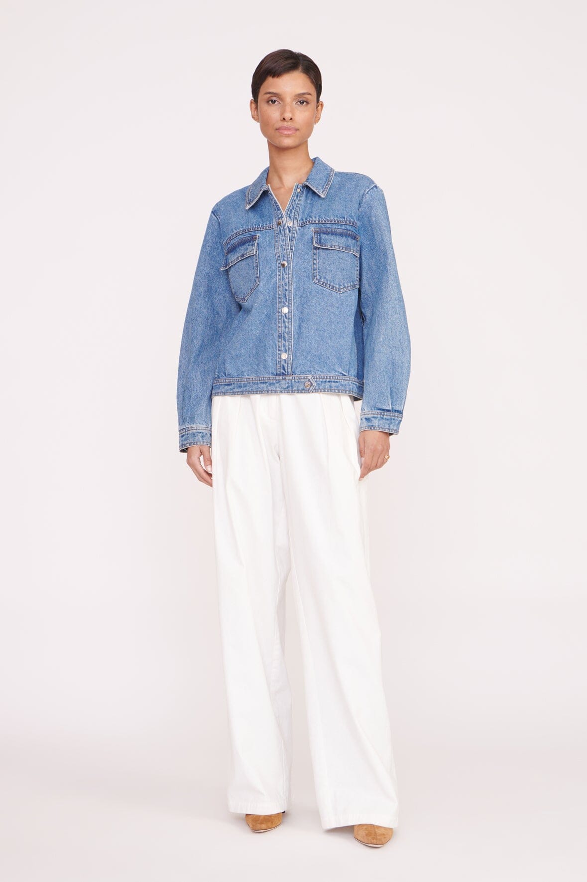 Custom STAUD x C.Bonz Oversized Ryan Denim Jacket | Medium Wash