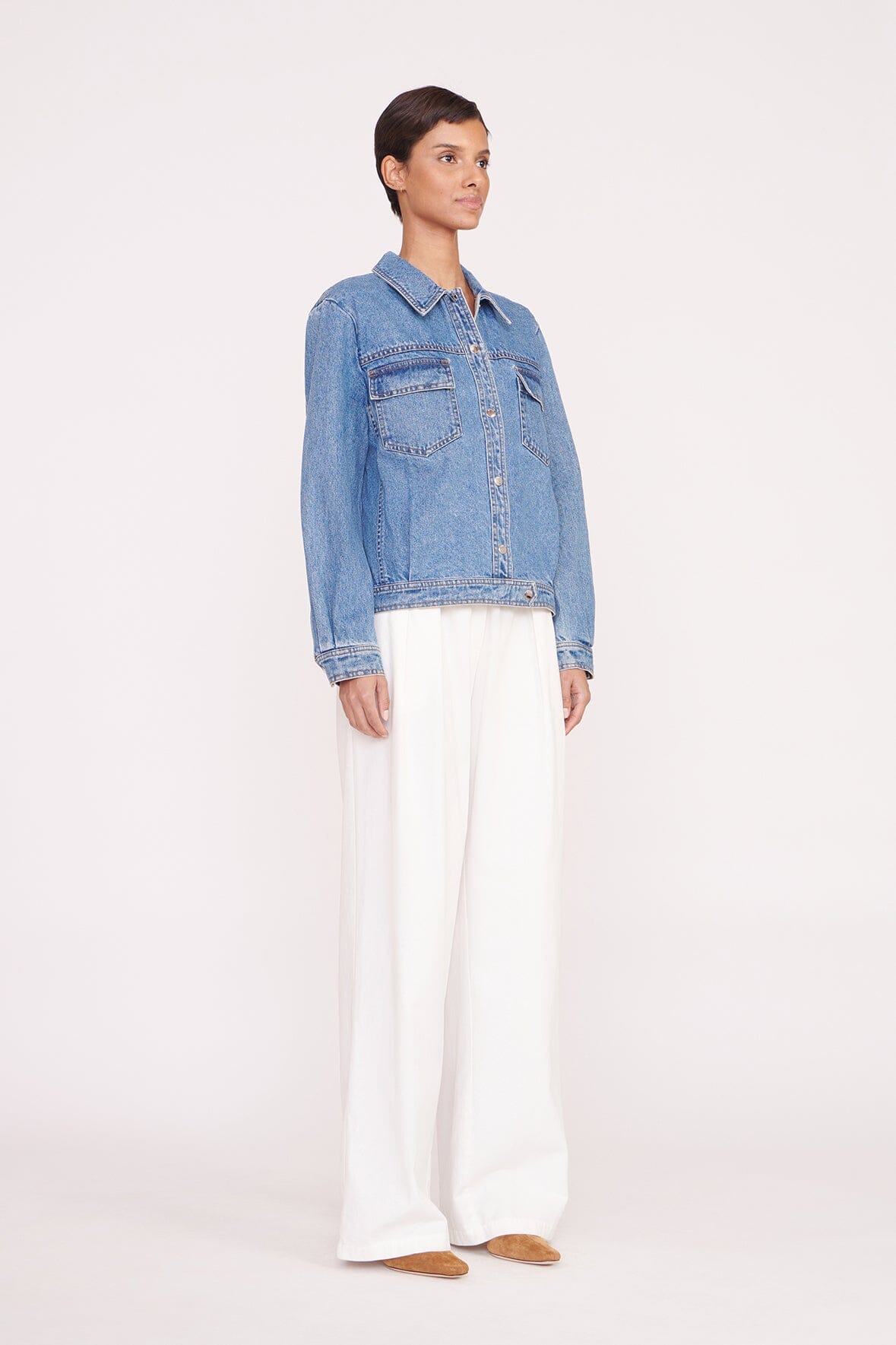 Custom STAUD x C.Bonz Oversized Ryan Denim Jacket | Medium Wash