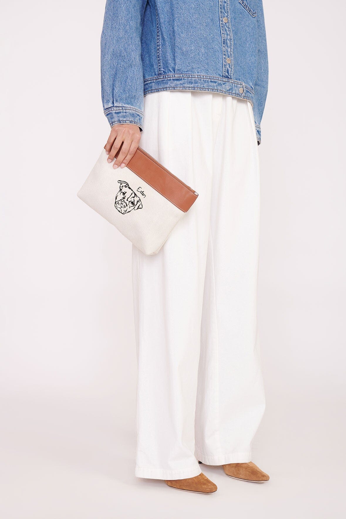 Custom STAUD x C.Bonz Duckie Zip Pouch | Cream Tan