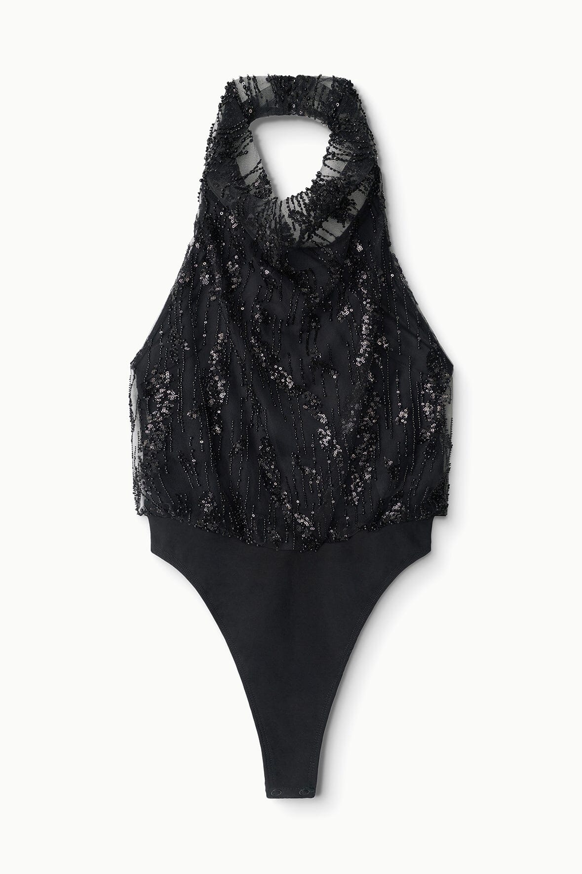Monay Bodysuit | Black Beaded