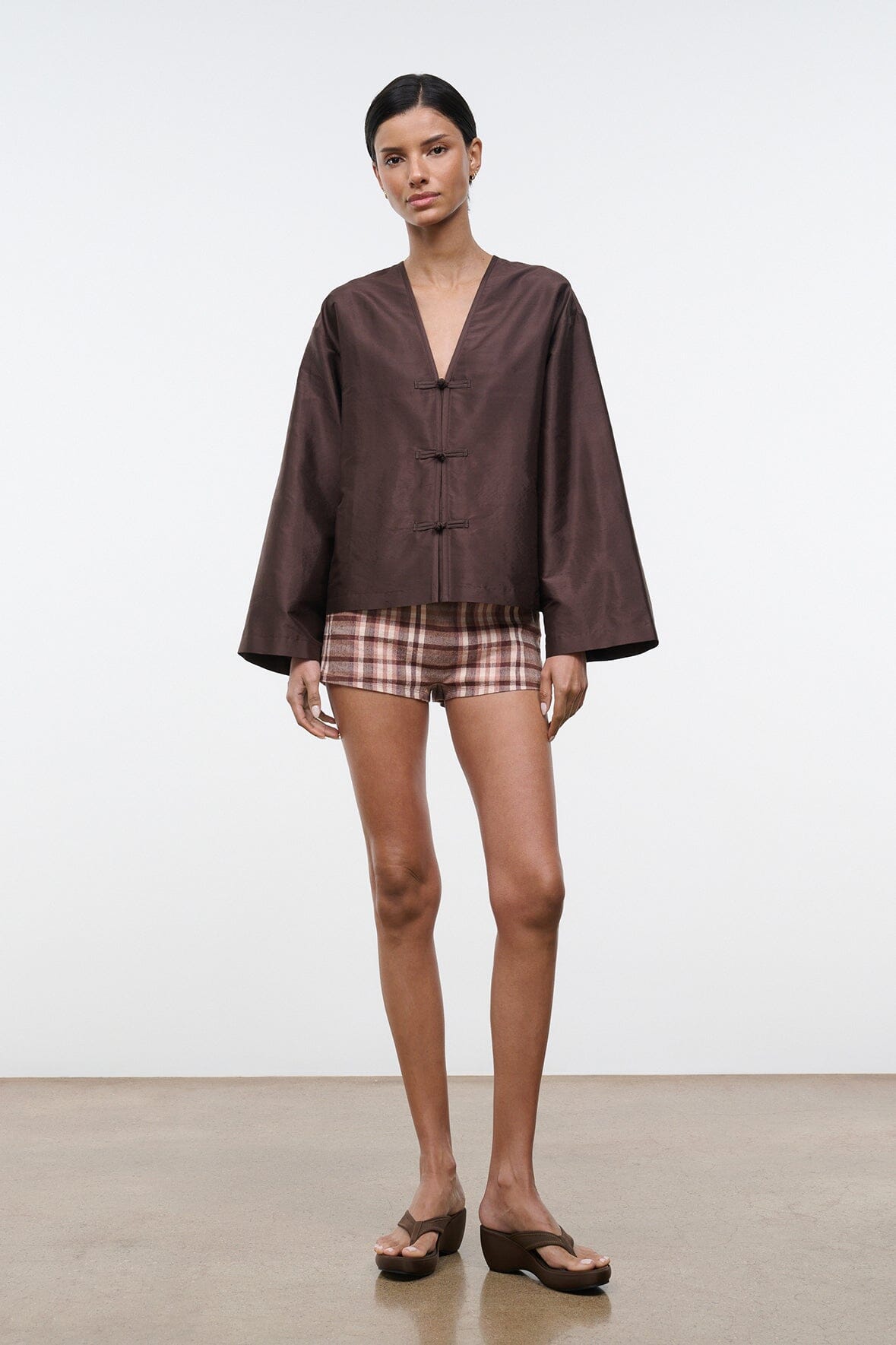 Vito Silk Dupioni Top | Earth