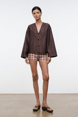 Vito Silk Dupioni Top | Earth