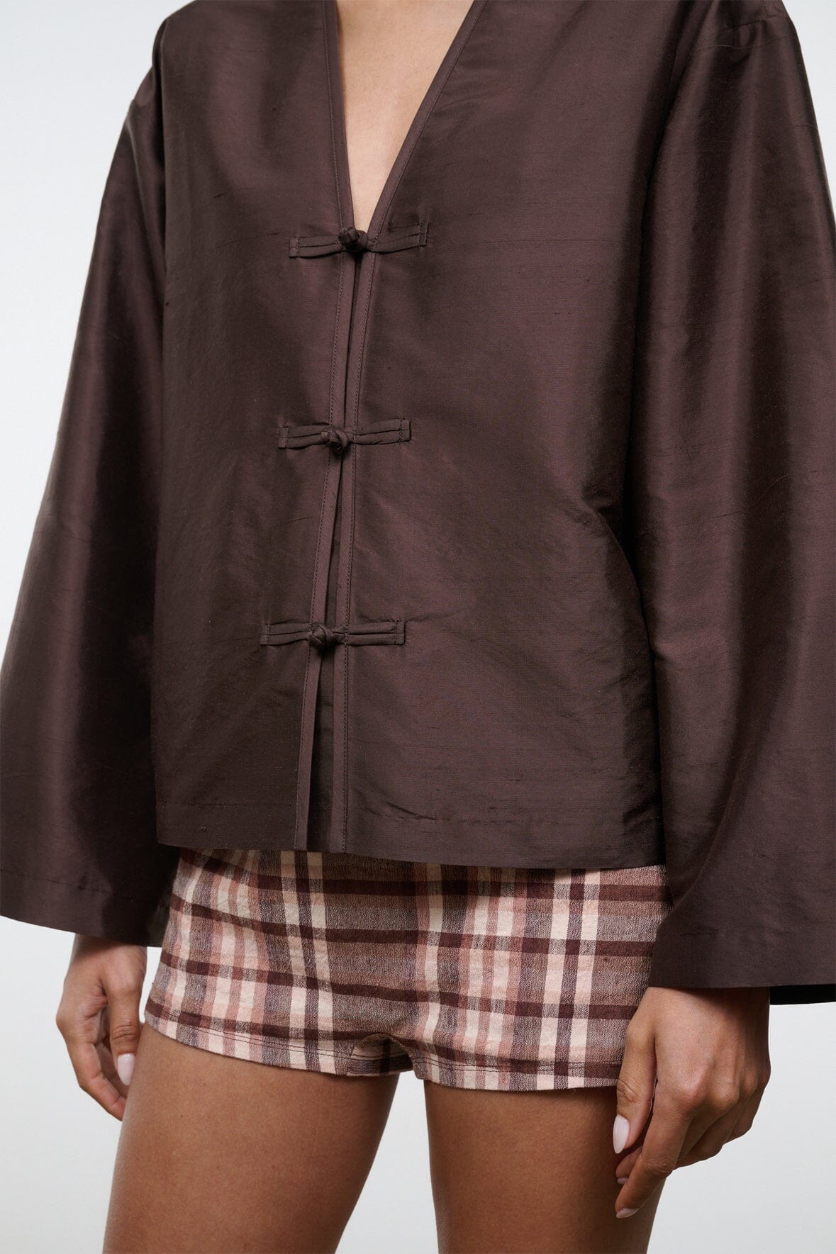 Vito Silk Dupioni Top | Earth