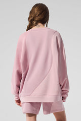 Make Waves Crew Neck Pullover - Sunset Pink Tonal