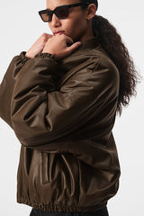 Faux Leather Premier Bomber - Espresso