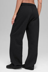 Pinstripe Straight Leg Sweatpant - Black Pinstripe