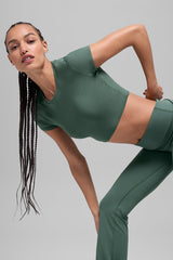 Alosoft Crop Finesse Short Sleeve - Clover Green