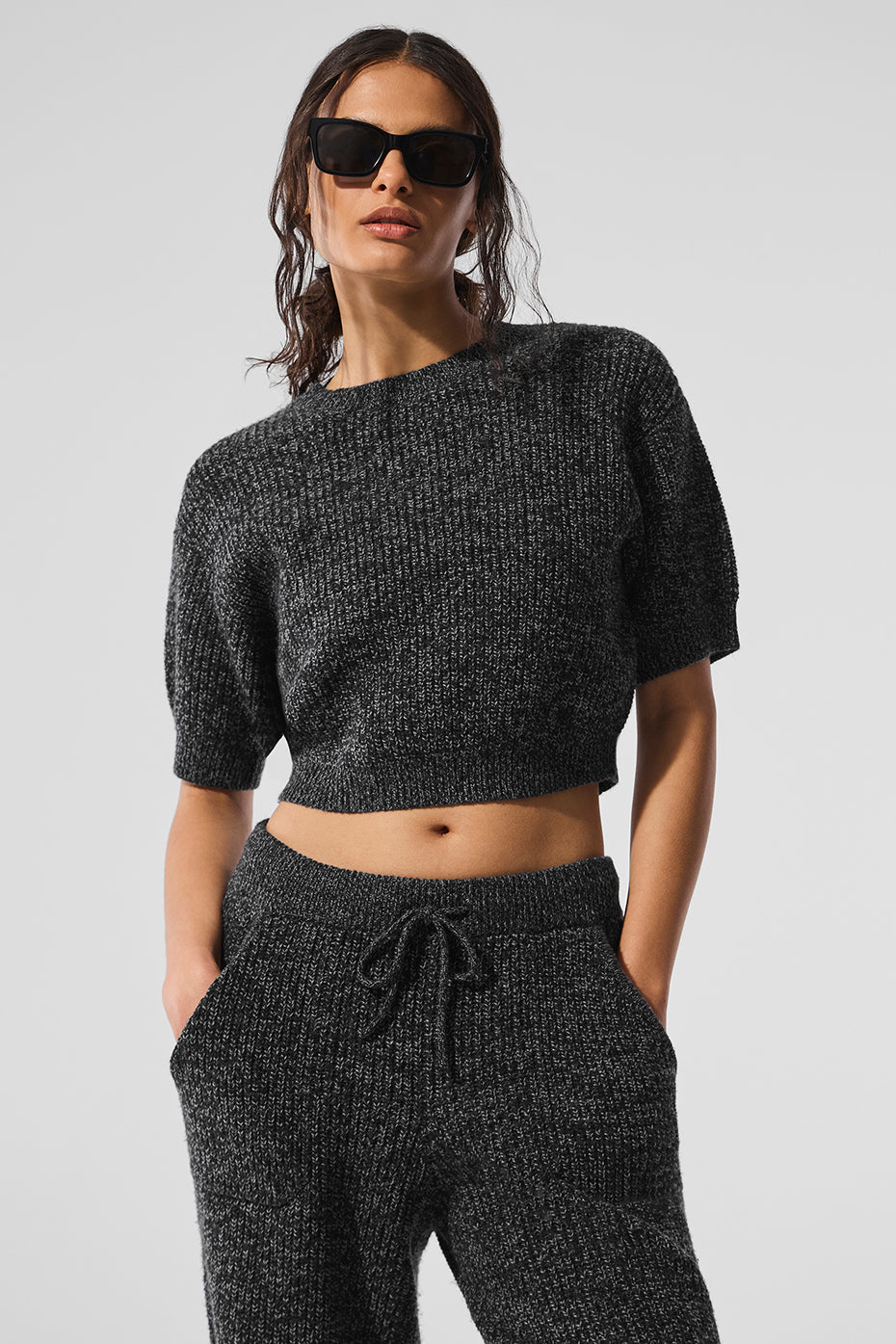 Marl Sweater Short Sleeve - Black Marl