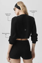 Mini Cable Sweater Cardigan - Black