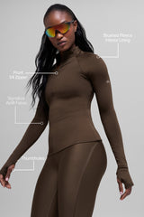 Airlift Winter Warm 1/4 Zip Long Sleeve - Espresso