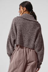 Marl Sweater 1/4 Zip Pullover - Mushroom Marl