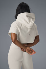 Cropped In The Air Short Sleeve Hoodie - Ivory
