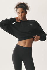 Cropped Accolade Crewneck - Black