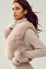 Faux Fur Cashmere Northstar Full Zip - Oat Heather