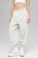 Polar Fleece High-Waist Retreat Jogger - White Heather Grey