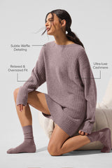 Cashmere Plush Waffle Dress - Mushroom Heather