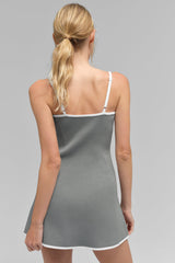 Ribbed Sweater Knit Highline Dress - Lunar Grey/White