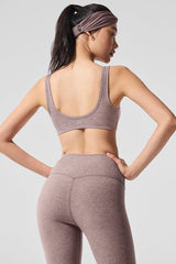 Alosoft Center Stage Bra - Dark Pink Quartz Heather