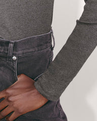 The Luxe Rib Turtleneck | Heathered Soot