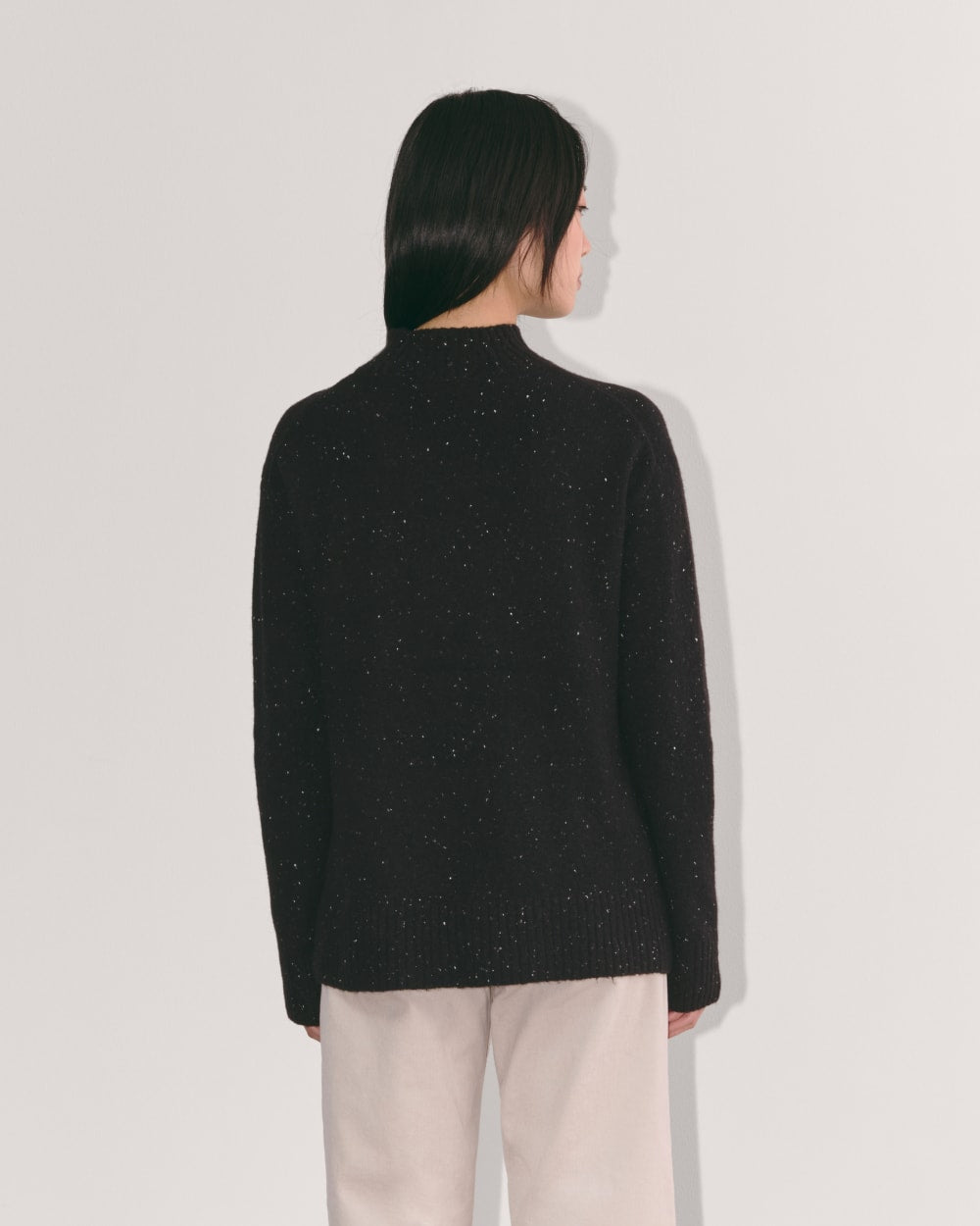 The Mockneck Sweater in Plush Cotton | Black Confetti