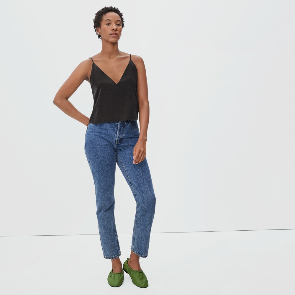 The Washable Silk Cropped Cami | Black