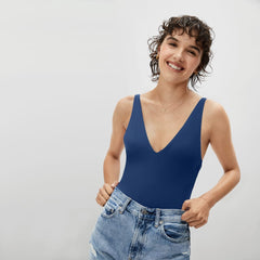 The V-Neck One-Piece | Blue Dusk