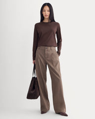 The Slim Long-Sleeve Crew in Essential Cotton | Dark Chocolate
