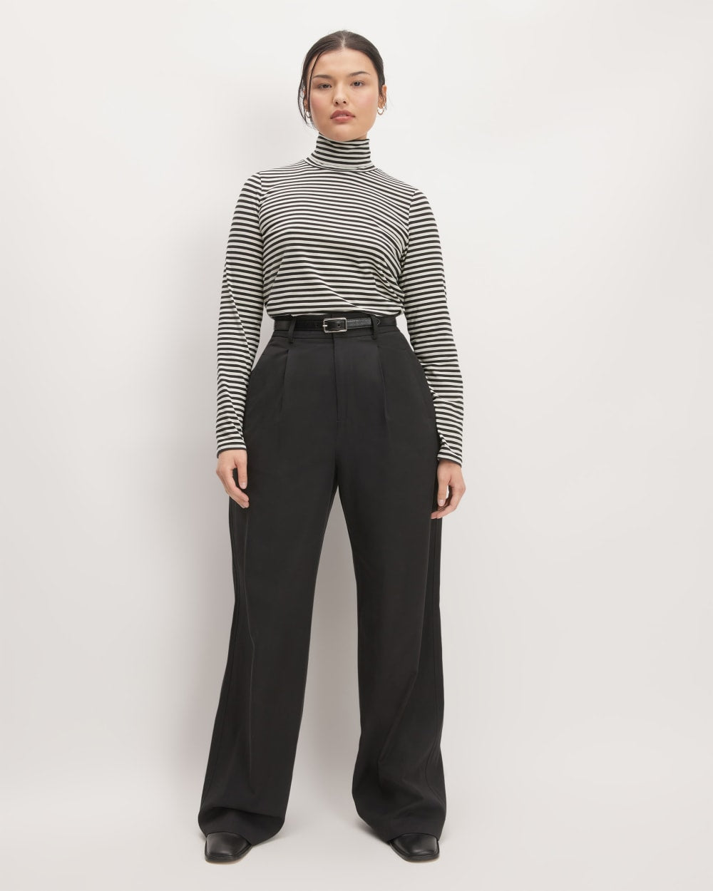 The Organic Cotton Turtleneck | Black / Bone
