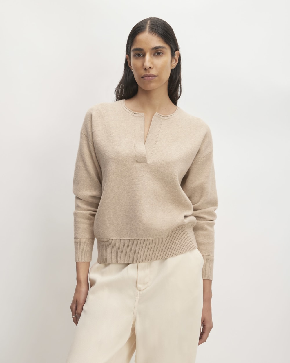 The Cotton-Merino Vintage Henley | Warm Oat Heather