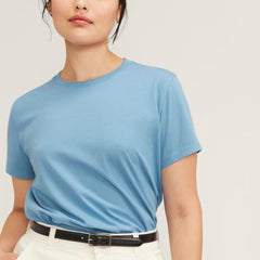 The Box-Cut Tee in Essential Cotton | Heritage Blue | No Pocket