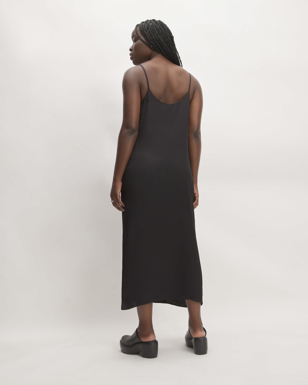 The Hammered Satin Slip Dress | Black