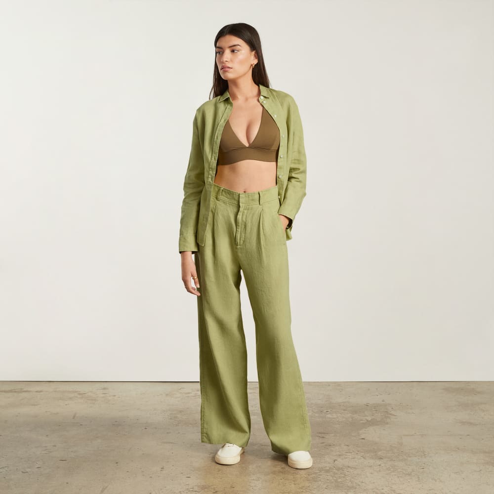 The Linen Way-High® Drape Pant  | Leek