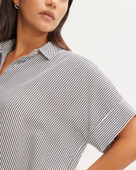 The Boxy Shirt in Washable Silk | Black / White