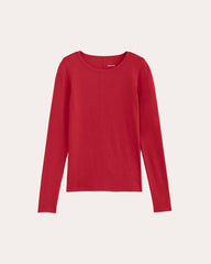 The Luxe Rib Long-Sleeve Crew | Berry Red