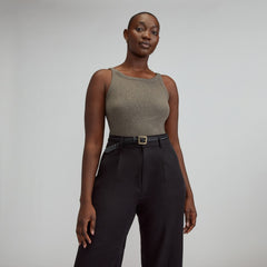The Supima® Micro-Rib Cropped Tank | Heathered Fatigue