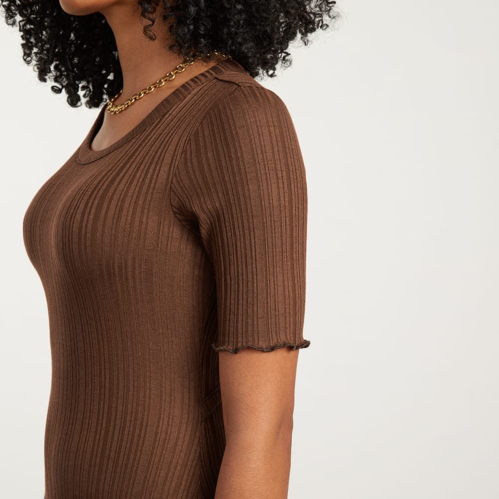 The Open Back Rib Dress | Espresso