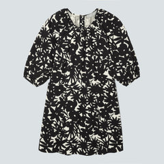 The Seersucker Puff Sleeve Dress | Black / Canvas Floral