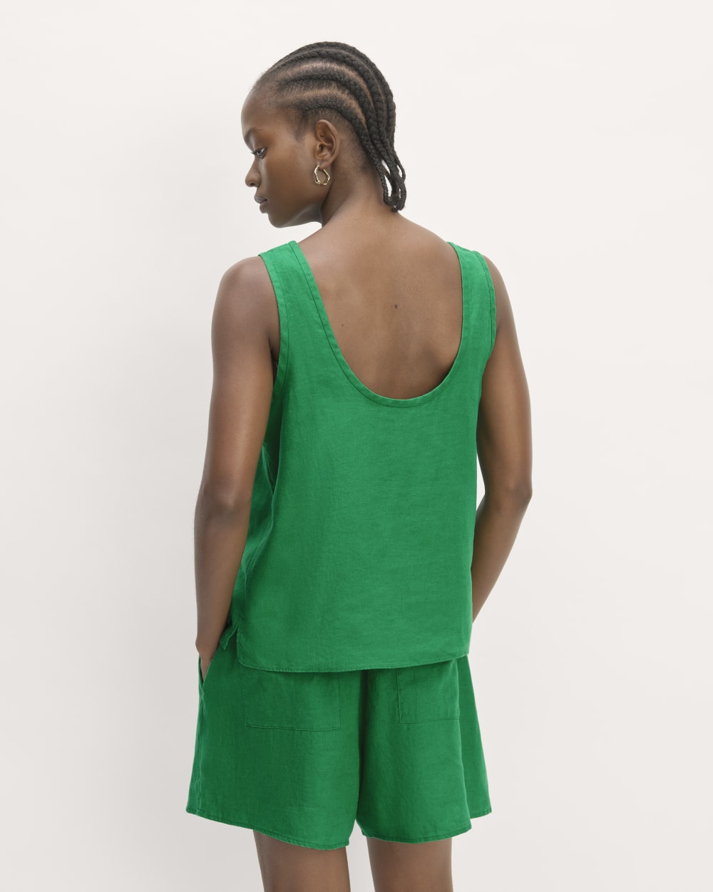 The Scoop Tank in Linen | Grass Green